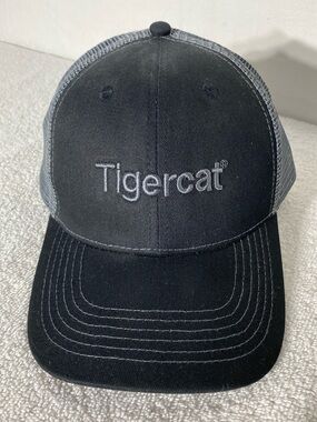 5/$25 Tigercat Black & Grey Mesh Back Snap Back Trucker Hat NEW